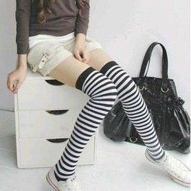 Zebra thigh high over the knee socks leggings sexy K1S9  