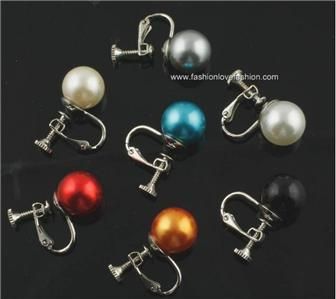 Pair Clip On Faux Pearl Stud Earrings White  