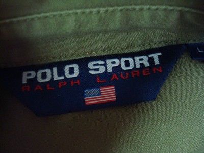 mens sz L Ralph Lauren Flag Polo sport front zipper jacket army 