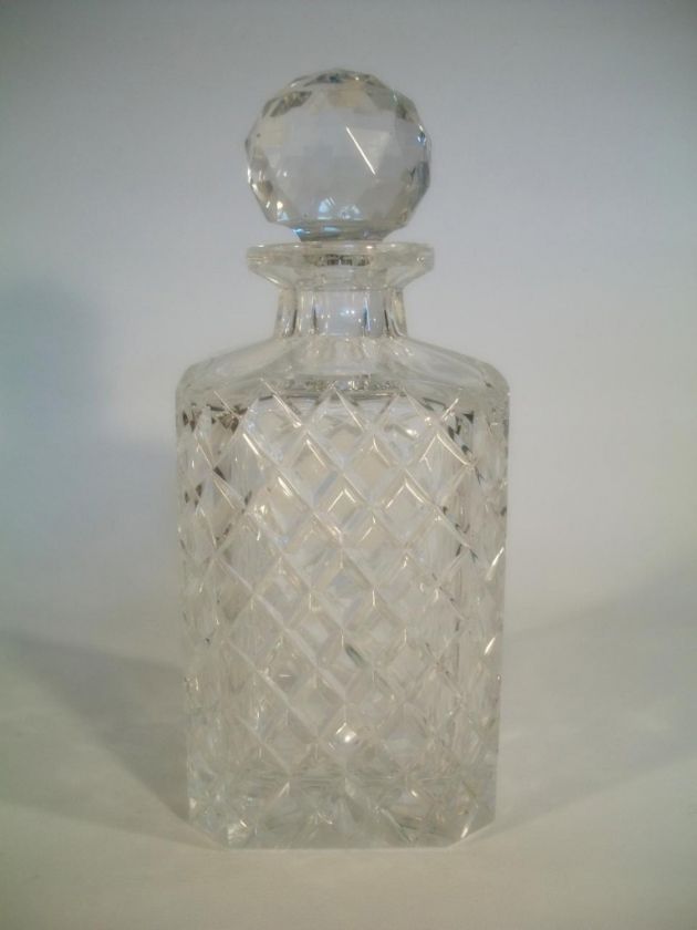 Elegant Ceska Canterbury Lead Crystal Decanter Criss Cross Pattern 