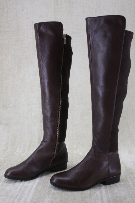   Kors Bromley Over Knee brown leather stretch Boots size 6  