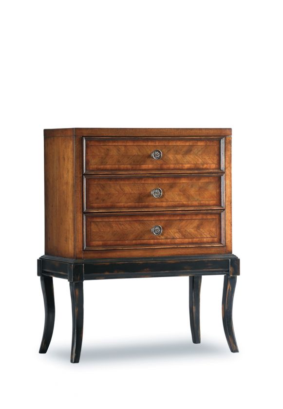 Cherry/Walnut Colonial 3 Drawer Chest Nightstand  