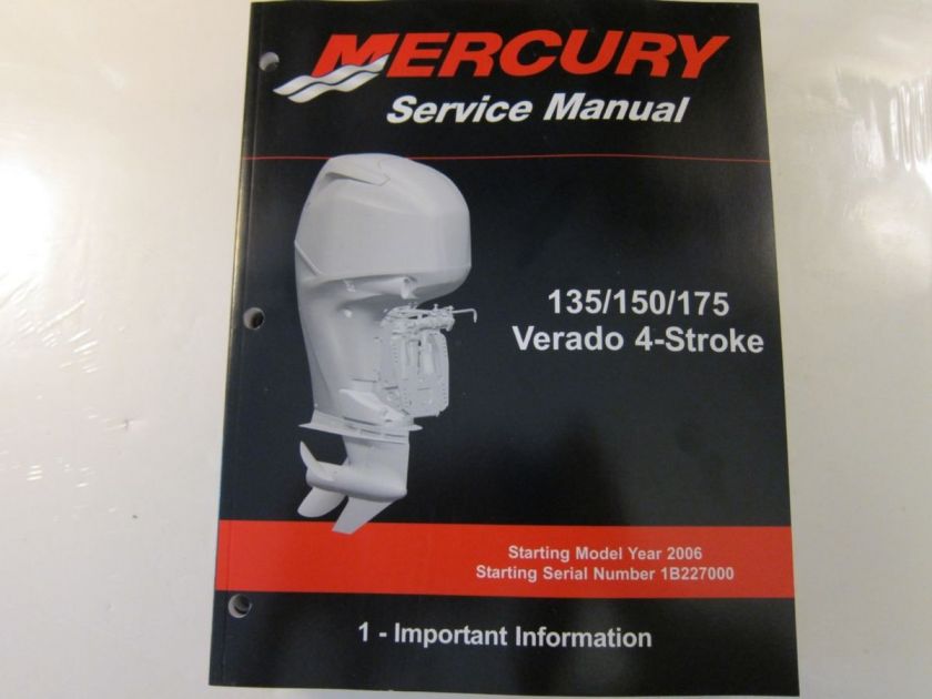 Mercury 135 150 175 Verado 4 Stroke 2006 Outboard Service Manual More 