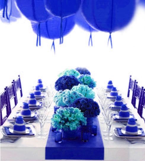 Royal Blue Satin Chair Sash Bow Table Runner Wedding  