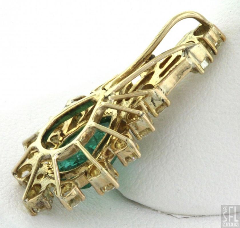   GOLD FANCY HIGH FASHION 2.50CTW DIAMOND/PEAR EMERALD PENDANT  