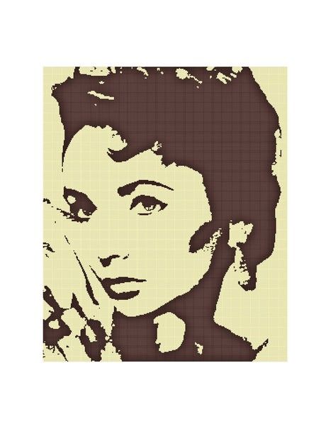 Elizabeth Taylor Silhouette Cross Stitch Pattern  