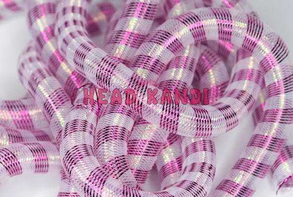 Metallic Fuchsia Opal Stripe Tubular Crin 3/4 5 Yards  