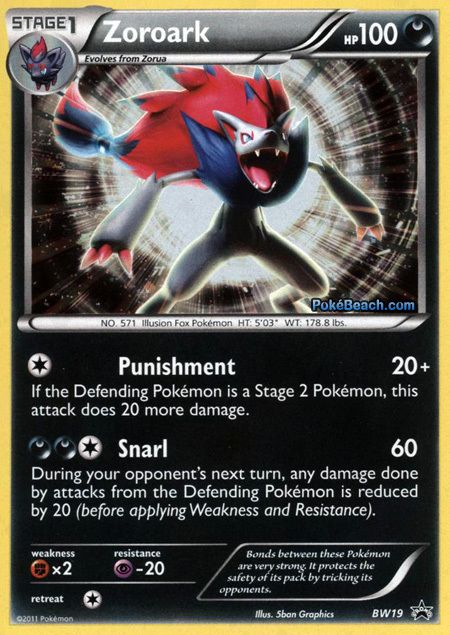 ZOROARK BW19 RARE HOLO POKEMON CARD PROMO   MINT BLACK & WHITE 