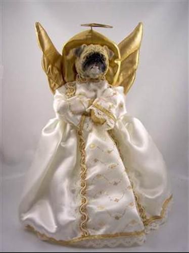   XMAS ORNAMENT TREE TOPPER FAWN PUG ANGEL STATUE FIGURINE  