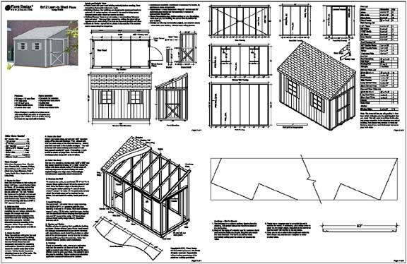 x14 Slant / Lean To Style Shed Plans, See Samples  