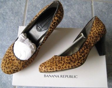 BANANA REPUBLIC NIB $98 LEOPARD HEEL SHOE PUMP Pame 6,5  