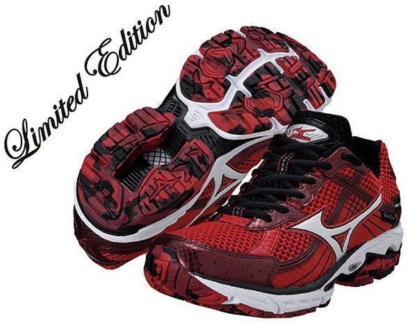   Mizuno Wave Rider 15 Mens Running Shoes Red White Black LTD  