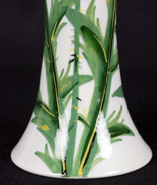 RARE ANTIQUE WEMYSS THISTLE PATTERN HATPIN HOLDER EARLY 20TH C.  