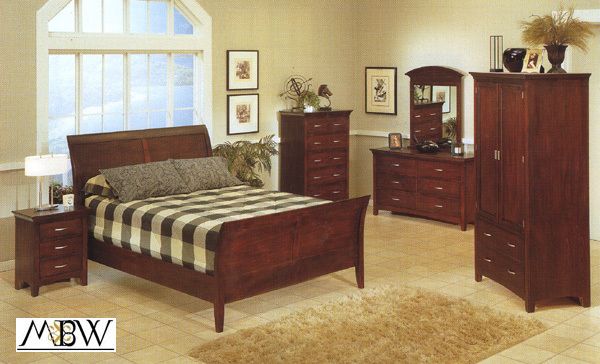 Piece Mahogany Queen Sleigh Bedroom Suite  