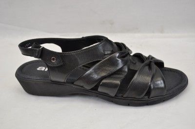 ARA LIDO SAND (CAA) BLACK SOFT LEATHER T STRAP SANDAL SLINGBACK $149 