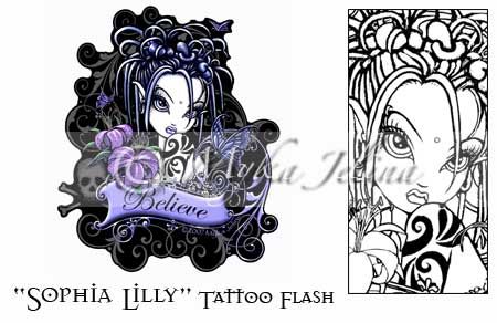 Gothic Fairy Fantasy TATTOO FLASH Print Sophia Lilly  