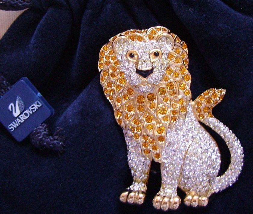 Signed Swarovski Lion Brooch/Pin NEW  