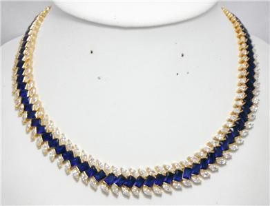 TANZANITE SAPPHIRE BLUE STONES 152cts MARQUIS NECKLACE BRACELET 