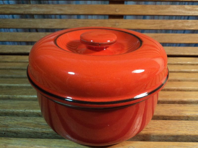 ROSENTHAL THOMAS GERMANY CASSEROLE RETRO RED w LID  