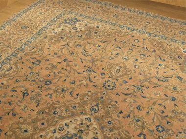  Handmade Muted Colors Antique Carpet Signed Persian Kashan Wool Rug 