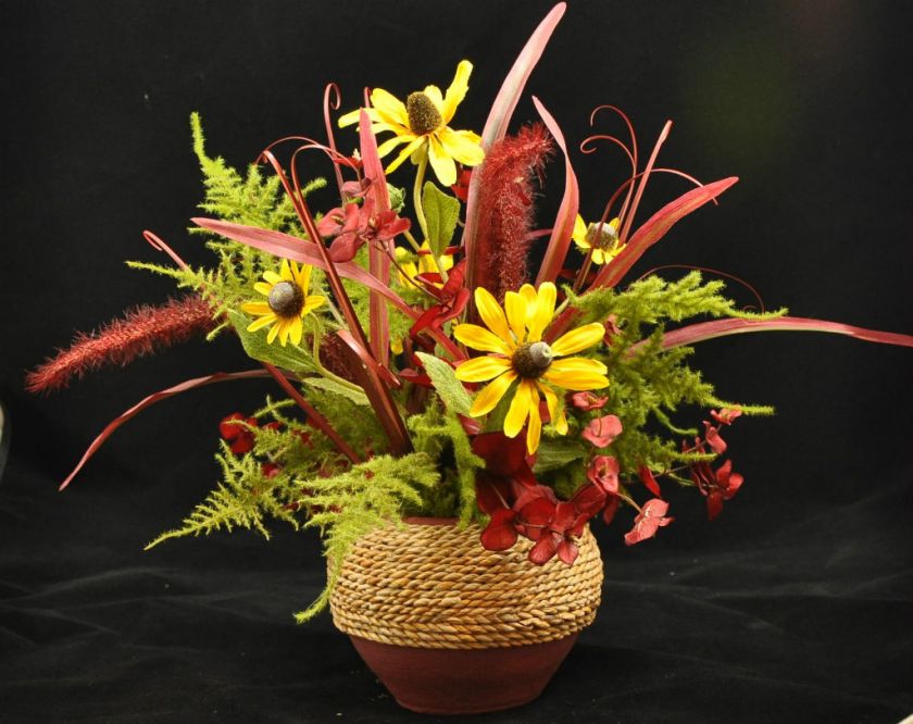 Black eyed Susan Fall Floral Arrangement Centerpiece  