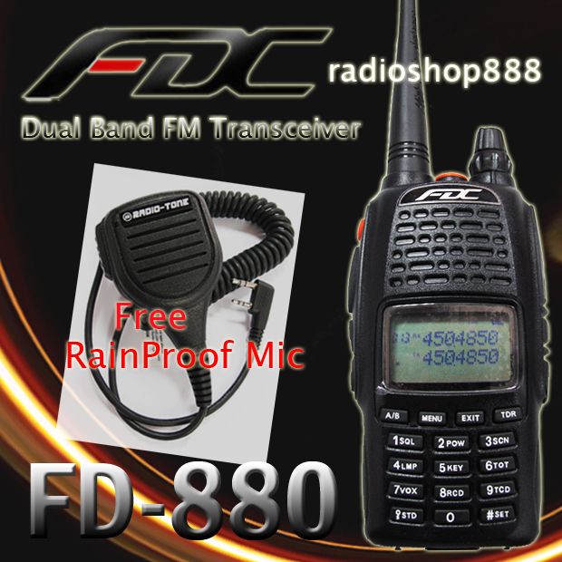 FDC FD 880 Dual Band UHF/VHF Radio Free RainProof Mic  