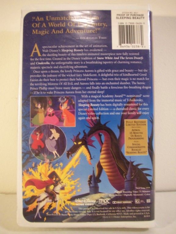 Walt Disney Sleeping Beauty Childrens VHS Tape 786936023862  