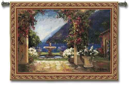 EUROPEAN FOUNTAIN AMALFI ART TAPESTRY WALL HANGING SM  