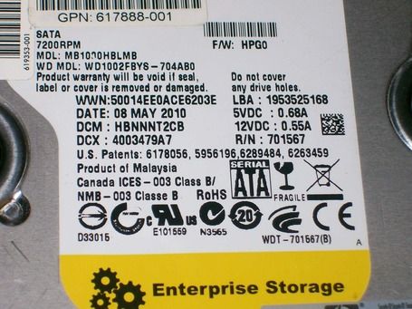 Western Digital Black 1TB Sata Hard Drive As Is Part Repair WD1002FBYS 