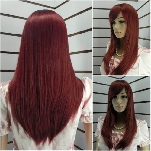 Wonderful Burgundy long Straight hair wigs  