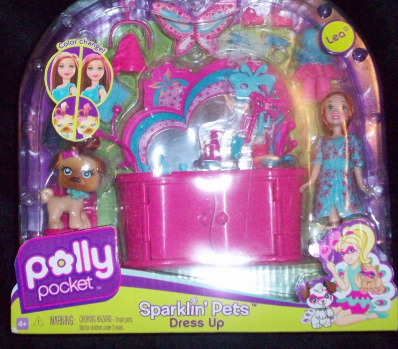 NEW POLLY POCKET Sparklin Pets Dress Up LEA Play Set  